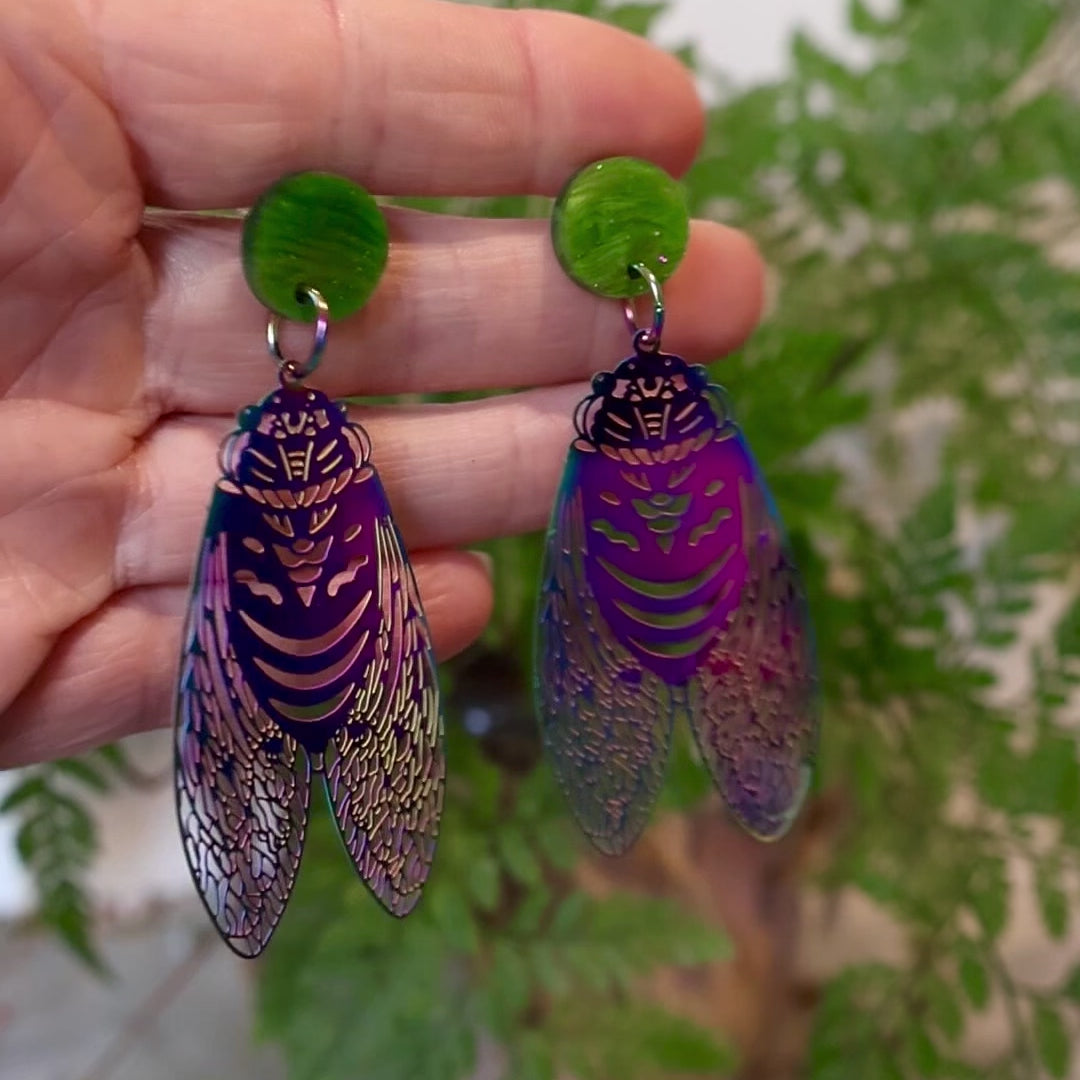 Rainbow Cicada Dangle Earrings – Oh Pluto