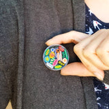 Laser cut acrylic small Petri Dish Brooch with acrylic microbes. 